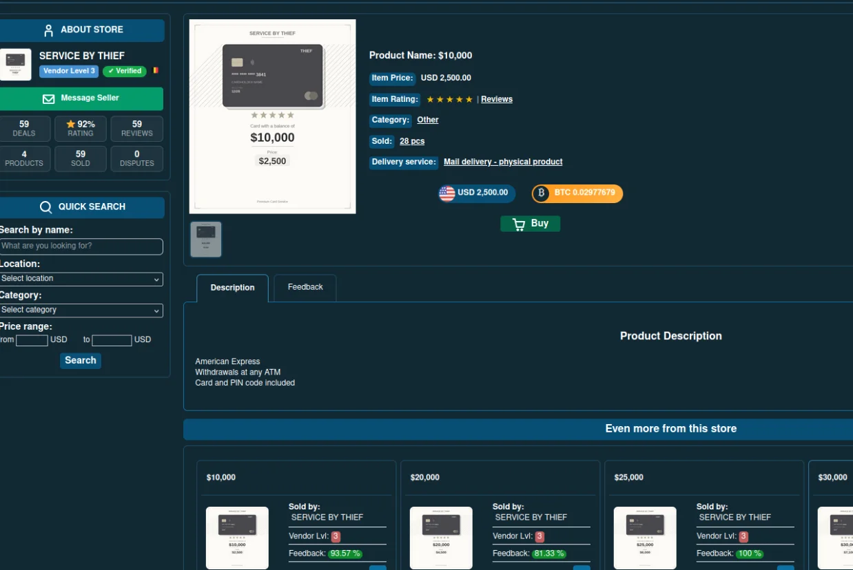 Interface of an online marketplace showcasing a service offering with pricing details.